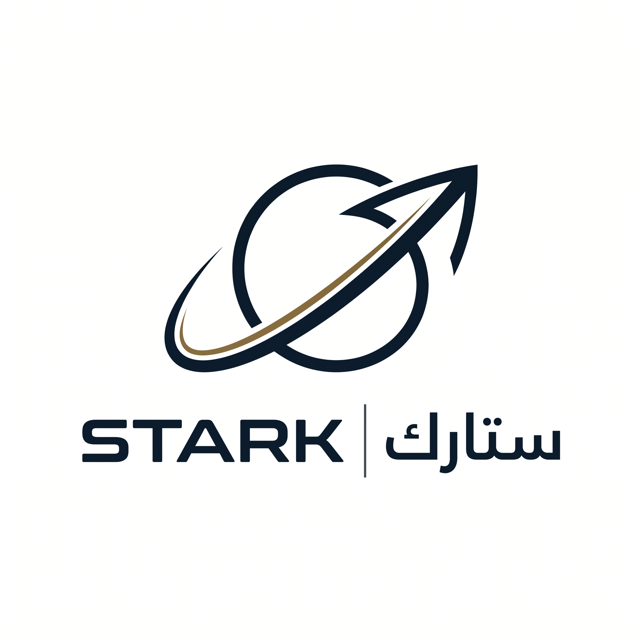 AI Design for Design a world-class futuristic minimalist logo for "STARK | ستارك".
Create a unique abstract symbol inspired by a silent trajectory moving through space — represented by a single elegant geometric path or a subtle directional form.
The symbol should embody:
- Precision
- Innovation
- Intelligence
- Motion
- Quiet confidence
The design must be:
- Extremely simple
- Elegant
- Futuristic
- Memorable
- Timeless
Design language:
Ultra-minimal geometry,
subtle directional movement,
perfect proportions,
refined negative space,
inspired by aerospace identity systems, luxury industrial brands, and next-generation technology companies.
The symbol should feel like a premium global engineering and technology corporation from the future.
Avoid:
- Lightning bolts
- Gears
- Buildings
- Circuit patterns
- Electronic icons
- Traditional engineering symbolism
- Complex or decorative shapes
Color palette:
- Deep Midnight Blue (#0B1623)
- Gunmetal Gray (#39424E)
- Dark Antique Gold (#8A6A3D)
Use Deep Midnight Blue as the primary color, Gunmetal Gray for supporting elements, and Dark Antique Gold as a subtle premium accent.
Typography:
Create a custom futuristic sans-serif wordmark for "STARK" with elegant spacing and engineered proportions.
Include the Arabic name "ستارك" in a matching contemporary style.
Presentation:
Raw logo concept only,
pure white background,
flat vector artwork,
no shadows,
no mockups,
no gradients,
no textures,
no 3D effects.