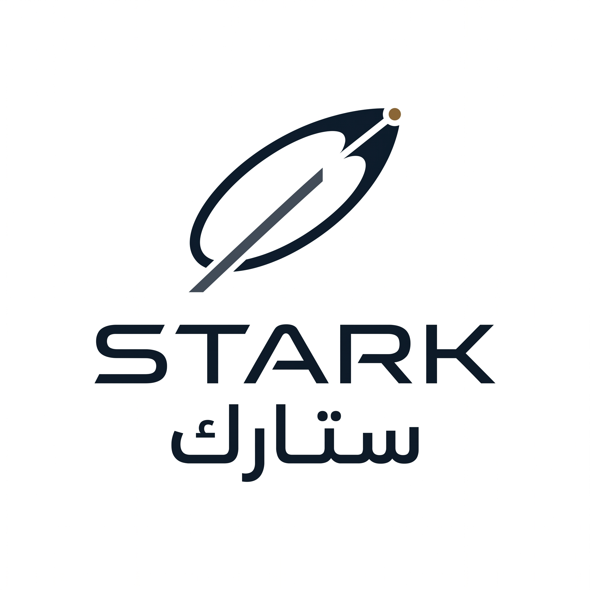 AI Design for Design a world-class futuristic minimalist logo for "STARK | ستارك".
Create a unique abstract symbol inspired by a silent trajectory moving through space — represented by a single elegant geometric path or a subtle directional form.
The symbol should embody:
- Precision
- Innovation
- Intelligence
- Motion
- Quiet confidence
The design must be:
- Extremely simple
- Elegant
- Futuristic
- Memorable
- Timeless
Design language:
Ultra-minimal geometry,
subtle directional movement,
perfect proportions,
refined negative space,
inspired by aerospace identity systems, luxury industrial brands, and next-generation technology companies.
The symbol should feel like a premium global engineering and technology corporation from the future.
Avoid:
- Lightning bolts
- Gears
- Buildings
- Circuit patterns
- Electronic icons
- Traditional engineering symbolism
- Complex or decorative shapes
Color palette:
- Deep Midnight Blue (#0B1623)
- Gunmetal Gray (#39424E)
- Dark Antique Gold (#8A6A3D)
Use Deep Midnight Blue as the primary color, Gunmetal Gray for supporting elements, and Dark Antique Gold as a subtle premium accent.
Typography:
Create a custom futuristic sans-serif wordmark for "STARK" with elegant spacing and engineered proportions.
Include the Arabic name "ستارك" in a matching contemporary style.
Presentation:
Raw logo concept only,
pure white background,
flat vector artwork,
no shadows,
no mockups,
no gradients,
no textures,
no 3D effects.