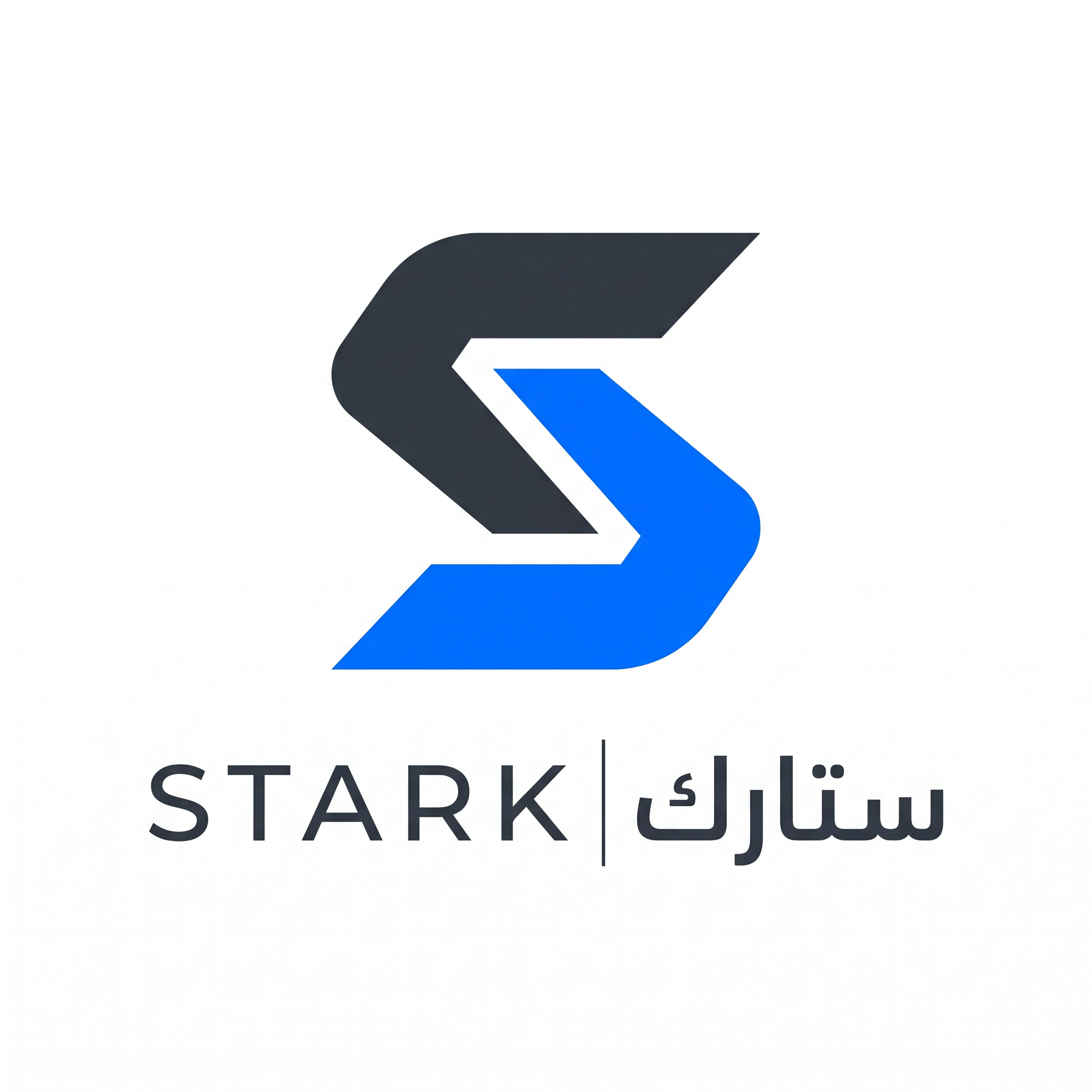 AI Design for Design a futuristic corporate logo for "STARK | ستارك".
Create a minimalist monogram using a single letter divided by one precise cut.
The logo should communicate:
- Engineering
- Precision
- Innovation
Style:
Ultra minimal,
clean geometry,
premium corporate identity.
Colors:
- Dark Graphite (#2D323B)
- Electric Blue (#0066FF)
Typography:
Elegant sans-serif "STARK" with matching Arabic "ستارك".
Output:
Raw logo only,
white background,
flat vector.