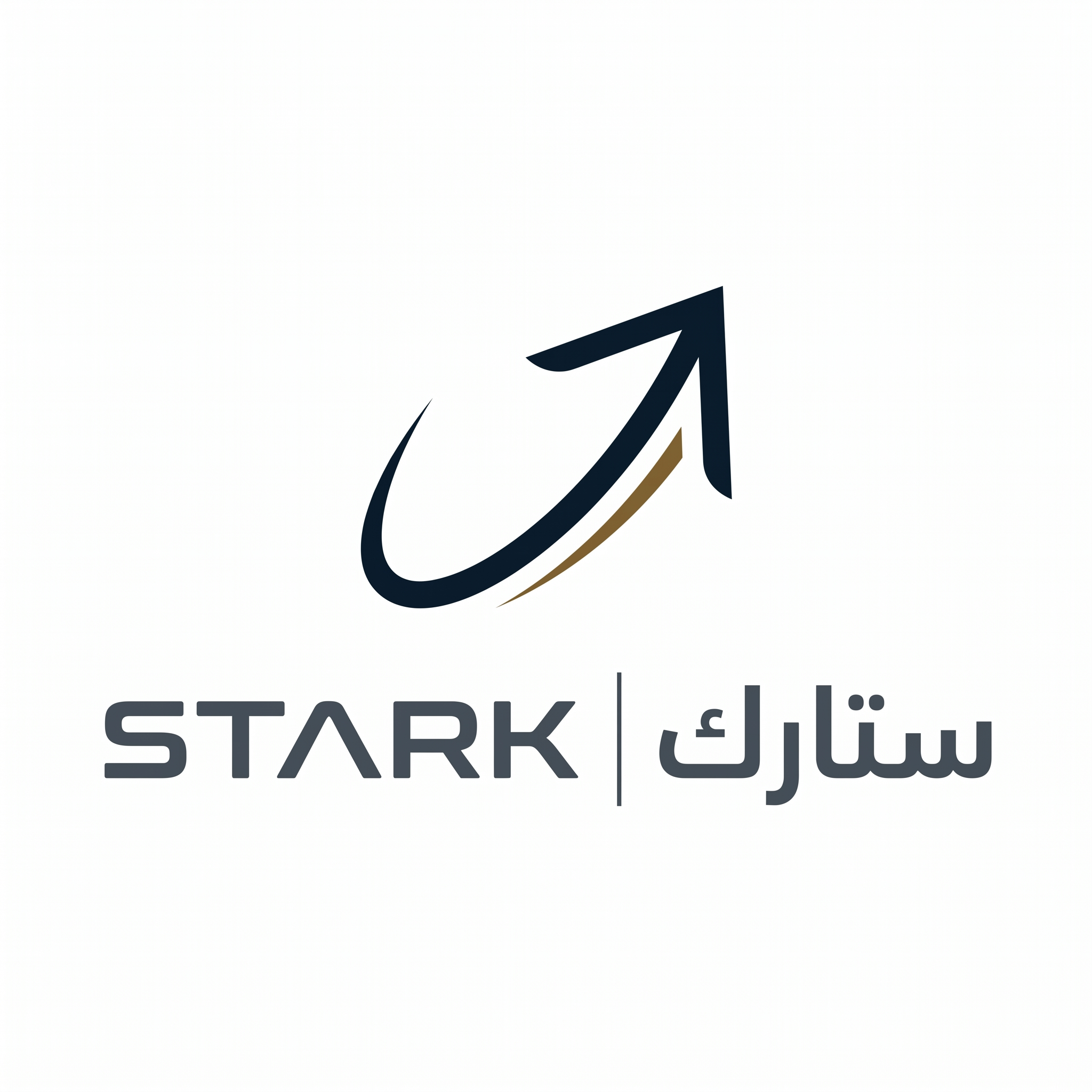 AI Design for Design a world-class futuristic minimalist logo for "STARK | ستارك".
Create a unique abstract symbol inspired by a silent trajectory moving through space — represented by a single elegant geometric path or a subtle directional form.
The symbol should embody:
- Precision
- Innovation
- Intelligence
- Motion
- Quiet confidence
The design must be:
- Extremely simple
- Elegant
- Futuristic
- Memorable
- Timeless
Design language:
Ultra-minimal geometry,
subtle directional movement,
perfect proportions,
refined negative space,
inspired by aerospace identity systems, luxury industrial brands, and next-generation technology companies.
The symbol should feel like a premium global engineering and technology corporation from the future.
Avoid:
- Lightning bolts
- Gears
- Buildings
- Circuit patterns
- Electronic icons
- Traditional engineering symbolism
- Complex or decorative shapes
Color palette:
- Deep Midnight Blue (#0B1623)
- Gunmetal Gray (#39424E)
- Dark Antique Gold (#8A6A3D)
Use Deep Midnight Blue as the primary color, Gunmetal Gray for supporting elements, and Dark Antique Gold as a subtle premium accent.
Typography:
Create a custom futuristic sans-serif wordmark for "STARK" with elegant spacing and engineered proportions.
Include the Arabic name "ستارك" in a matching contemporary style.
Presentation:
Raw logo concept only,
pure white background,
flat vector artwork,
no shadows,
no mockups,
no gradients,
no textures,
no 3D effects.