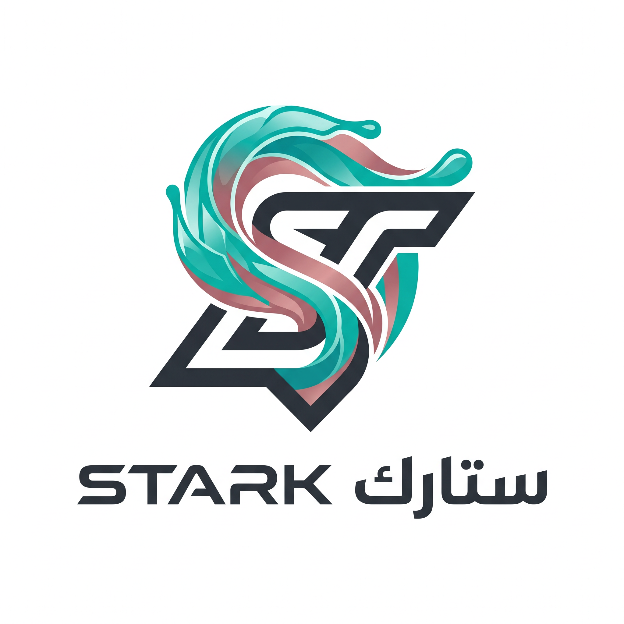 AI Design for Design a world-class logo for "STARK | ستارك".
Create an abstract symbol inspired by frozen liquid geometry and future engineering systems.
The symbol should feel:
- Innovative
- Elegant
- Technological
- Unique
Design style:
Minimal geometry,
fluid engineering,
future corporate identity,
clean negative space.
Color palette:
- Dark Graphite (#2A2E35)
- Liquid Teal (#00B8A9)
- Rose Bronze (#B76E79)
Typography:
Create a modern futuristic wordmark for "STARK" with matching Arabic "ستارك".
Output:
Raw logo only,
white background,
flat vector style,
no textures,
no shadows.