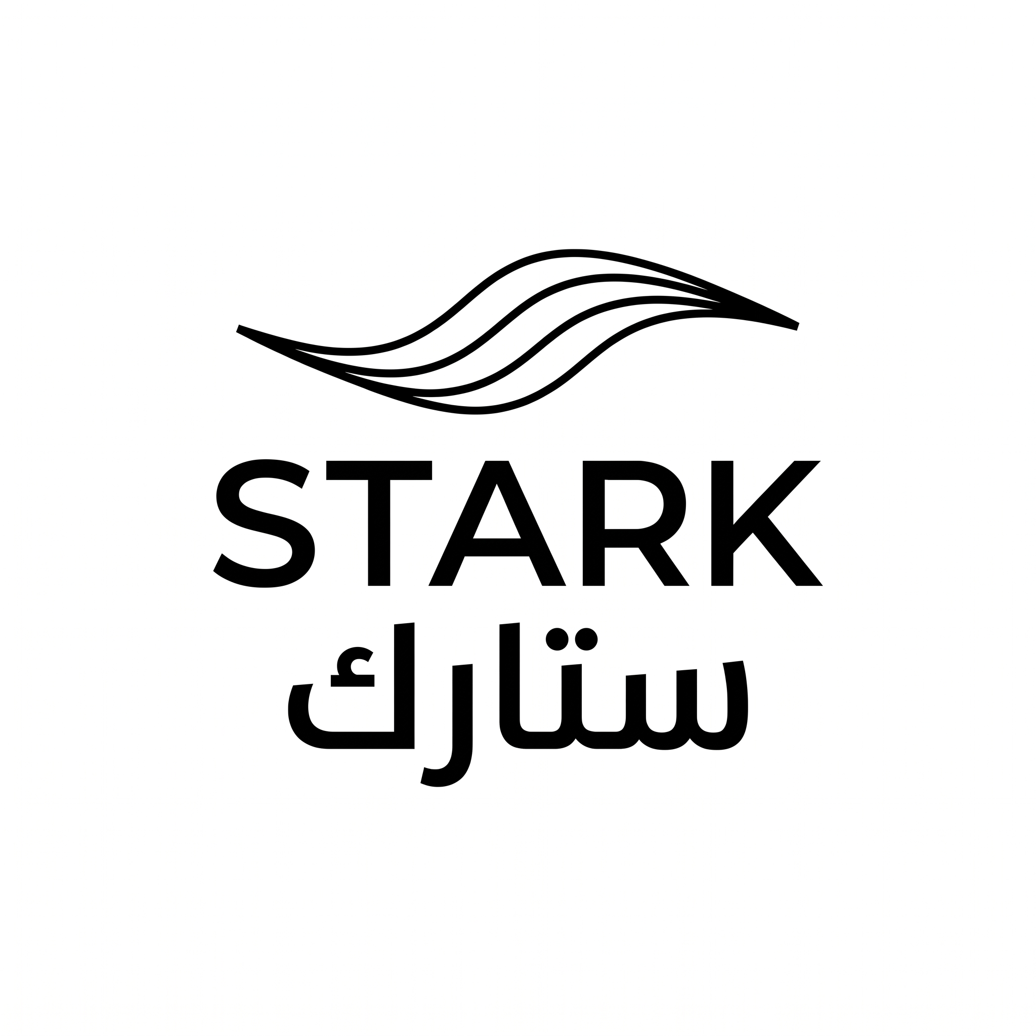 AI Design for Design a world-class futuristic minimalist logo for "STARK | ستارك".
Create a unique abstract symbol inspired by a silent energy pulse moving through space.
The symbol should be:
- Extremely simple
- Elegant
- Futuristic
- Memorable
- Technological
Design style:
Minimal line geometry,
subtle movement,
balanced proportions,
inspired by aerospace and future technology branding.
Avoid:
lightning bolts,
gears,
buildings,
electronics,
traditional engineering symbolism.
Typography:
Create a clean futuristic wordmark for "STARK" with matching Arabic "ستارك".
Presentation:
Raw logo concept,
pure white background,
flat vector artwork,
no shadows,
no mockups,
no gradients.