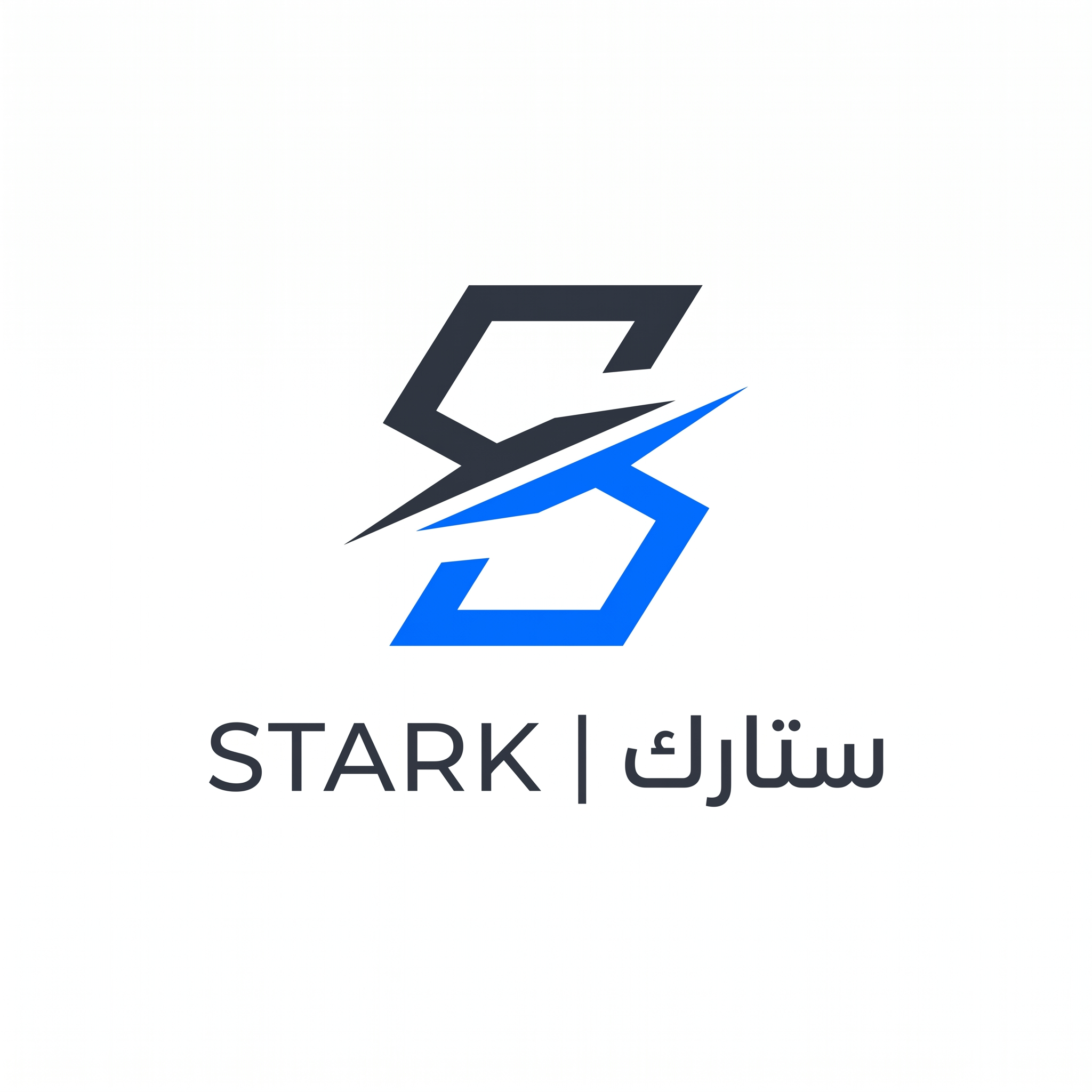 AI Design for Design a futuristic corporate logo for "STARK | ستارك".
Create a minimalist monogram using a single letter divided by one precise cut.
The logo should communicate:
- Engineering
- Precision
- Innovation
Style:
Ultra minimal,
clean geometry,
premium corporate identity.
Colors:
- Dark Graphite (#2D323B)
- Electric Blue (#0066FF)
Typography:
Elegant sans-serif "STARK" with matching Arabic "ستارك".
Output:
Raw logo only,
white background,
flat vector.