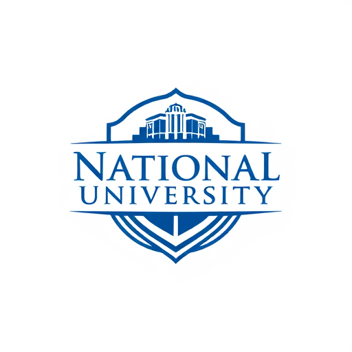 AI Design for college school logo with name inside "National University"