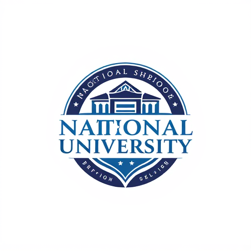 AI Design for college school logo with name inside "National University"