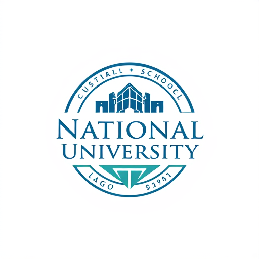 AI Design for college school logo with name inside "National University"