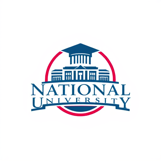 AI Design for college school logo with name inside "National University"