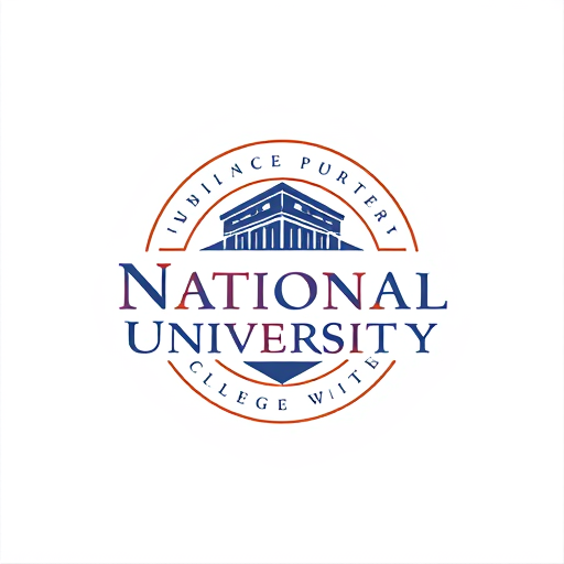 AI Design for college school logo with name inside "National University"