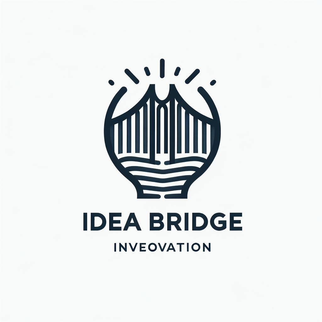 AI Design for Design a minimalist logo for "IdeaBridge," a platform that connects innovators with investors. The logo should incorporate a stylized bridge symbolizing connection and collaboration. Use a clean, and minimal. The design should be versatile, suitable for both digital and print mediums, and convey professionalism and innovation.