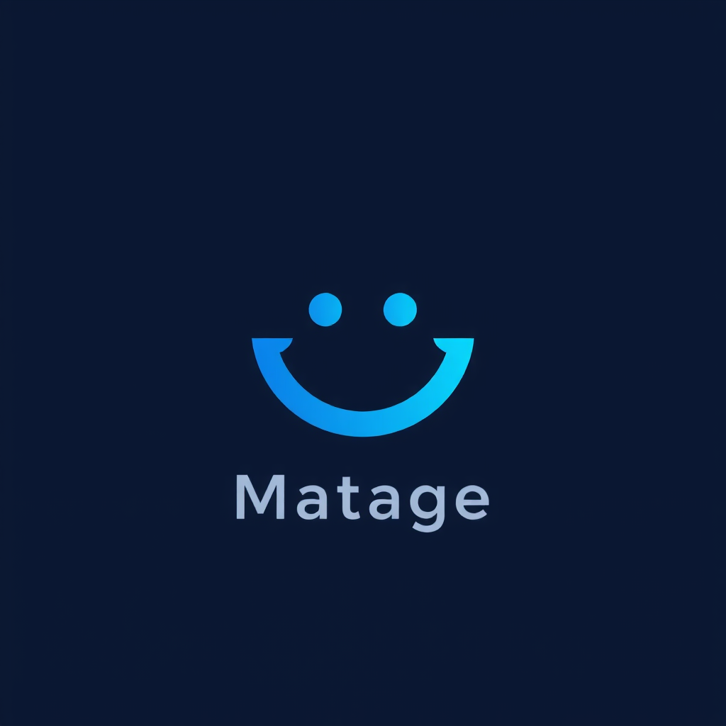 AI Design for make a logo with dark blue and light blue smily face on it