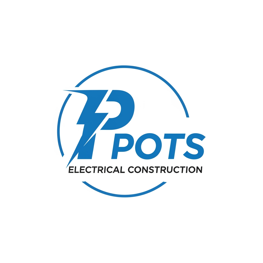 AI Design for electrical construction company, name pots , create a Logo