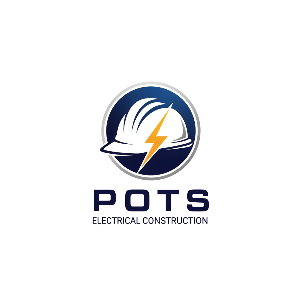AI Design for electrical construction company, name pots , create a corporate Logo