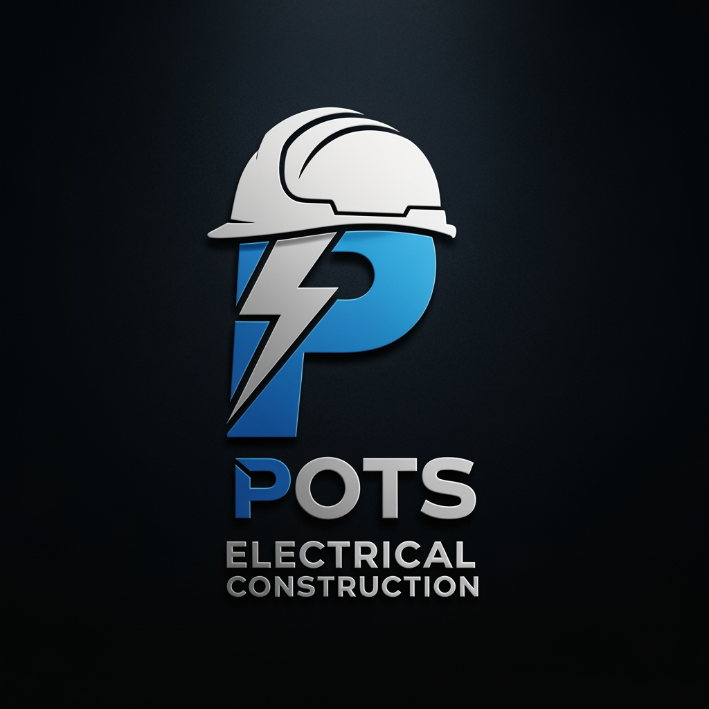 AI Design for electrical construction company, name pots , create a Logo