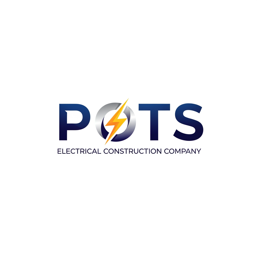 AI Design for electrical construction company, name pots , create a corporate Logo
