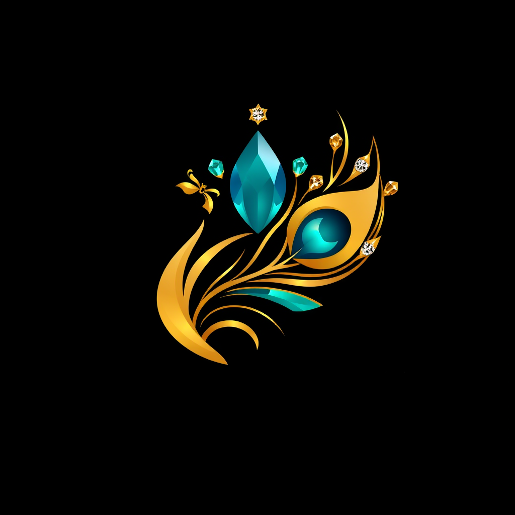 AI Design for I want a beautiful logo combining all these images as a peacock feather for a gold and diamond jewellery brand