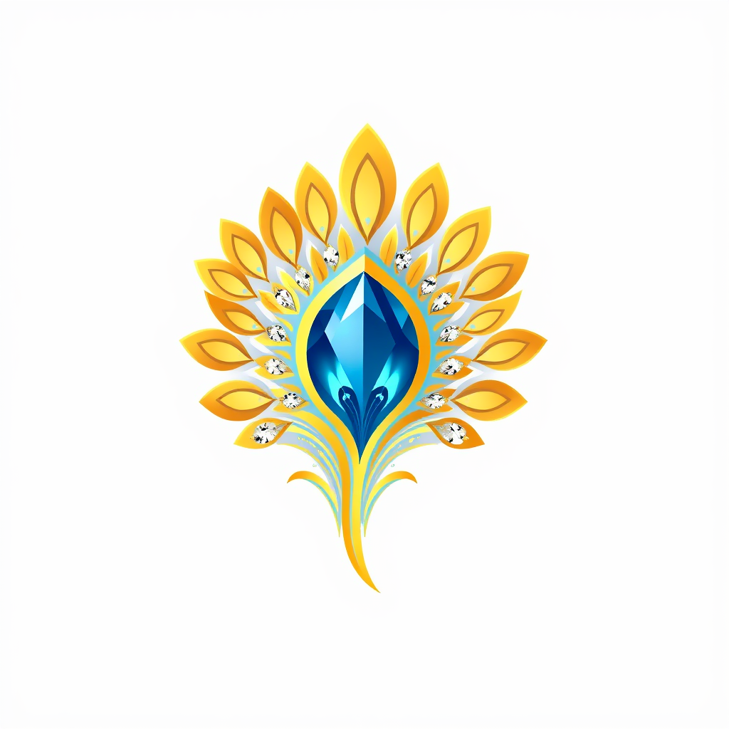 AI Design for Take a reference of this image and build a beautiful logo combining this images as a peacock feather for a gold and diamond jewellery brand