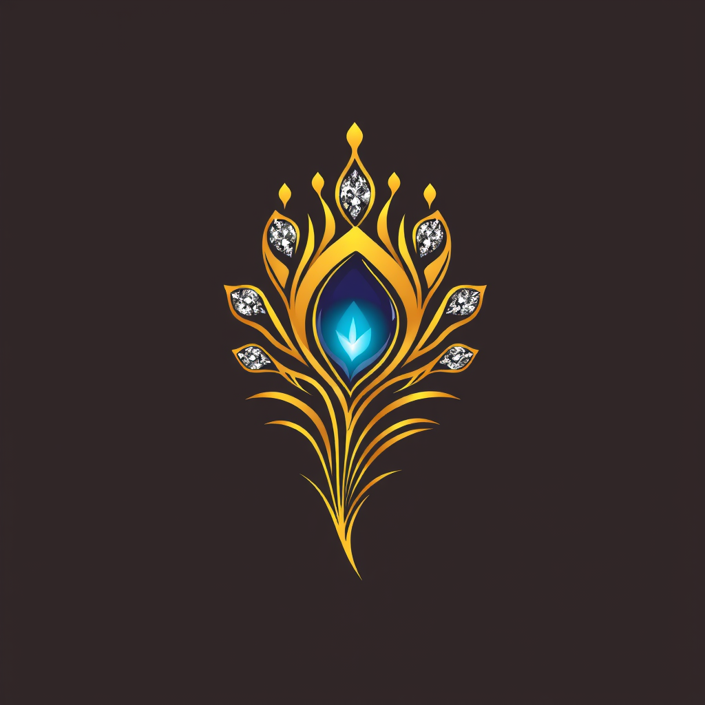 AI Design for Take a reference of this image and build a beautiful logo combining this images as a peacock feather for a gold and diamond jewellery brand