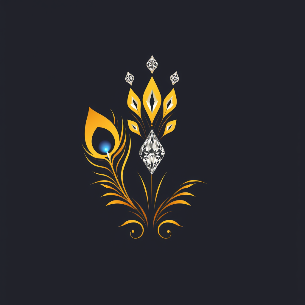 AI Design for Take a reference of this image and build a beautiful logo combining this images as a peacock feather for a gold and diamond jewellery brand