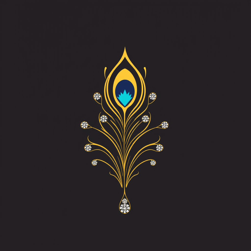 AI Design for I want a beautiful logo of this kind as a peacock feather for a gold and diamond jewellery brand