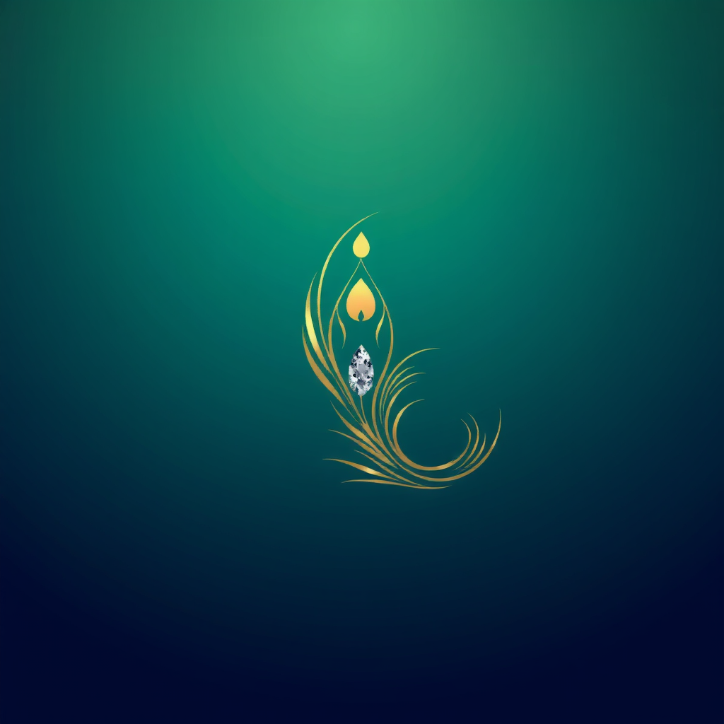AI Design for I want a beautiful logo of this kind as a peacock feather for a gold and diamond jewellery brand