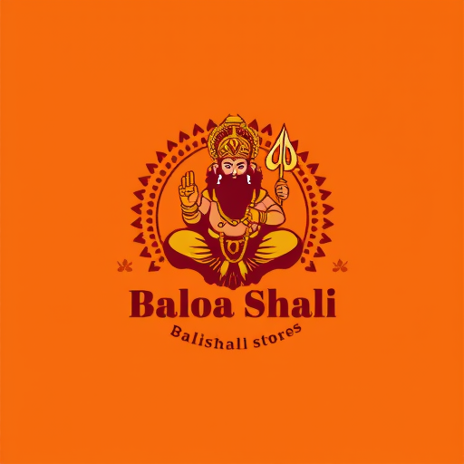 AI Design for create logo for traditional equipment like Gada with Hanuman and the store name is Balshali_Stores