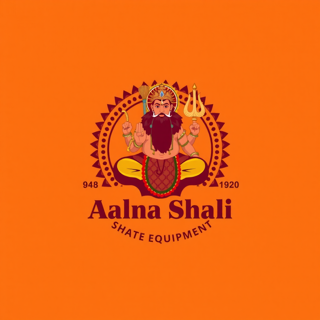AI Design for create logo for traditional equipment like Gada with Hanuman and the store name is Balshali_Stores