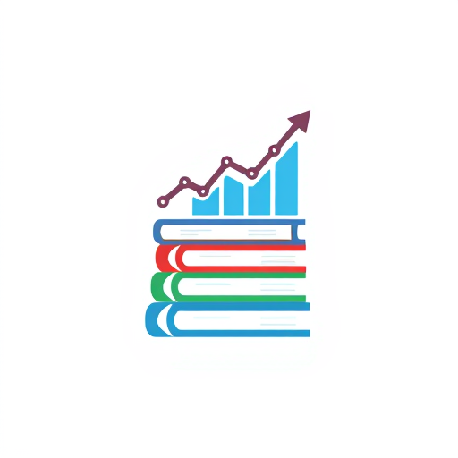 AI Design for A stack of books with a rising graph overlay, representing learning and analysis.