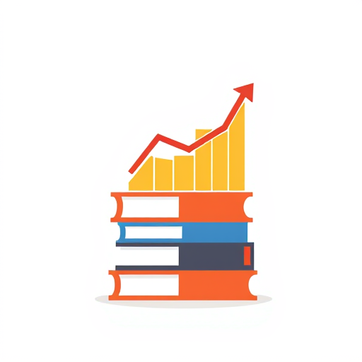 AI Design for A stack of books with a rising graph overlay, representing learning and analysis.