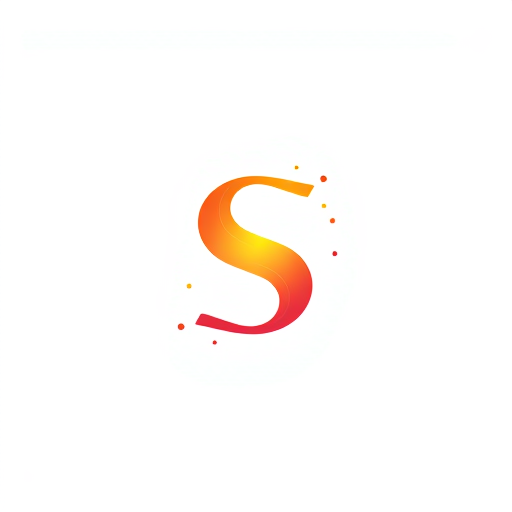 AI Design for An "S" emitting a gradient glow, with smaller dots orbiting around it, symbolizing innovation.