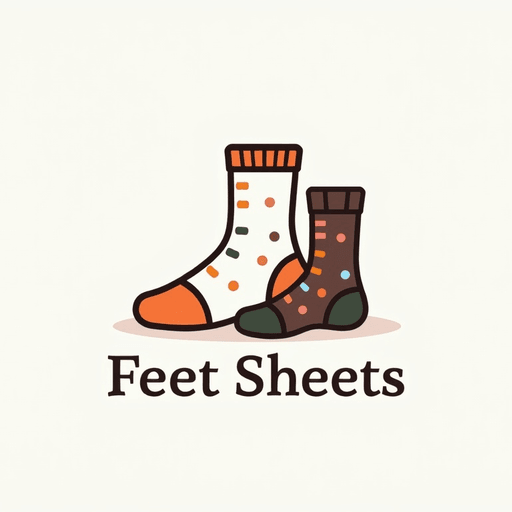 AI Design for Logo for a brand that is called feet sheets for a sock company, have the socks illustrated on shoes that resemble a miniture bed, with logotype feet sheets in lowercase