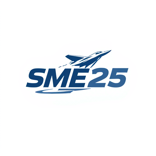 AI Design for bold logo with text "SME 25" but add a text that says "GO" in the back of "25", bold text, add a jet fighter plane maneuvering near the logo and leaves a smoke trail