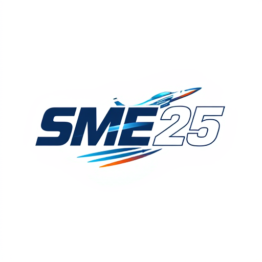 AI Design for a bold logo with the text "SME 25" but add a text that says "GO" in the back of "25", bold text, add a jet fighter plane maneuvering near the logo and leaving a smoke trail