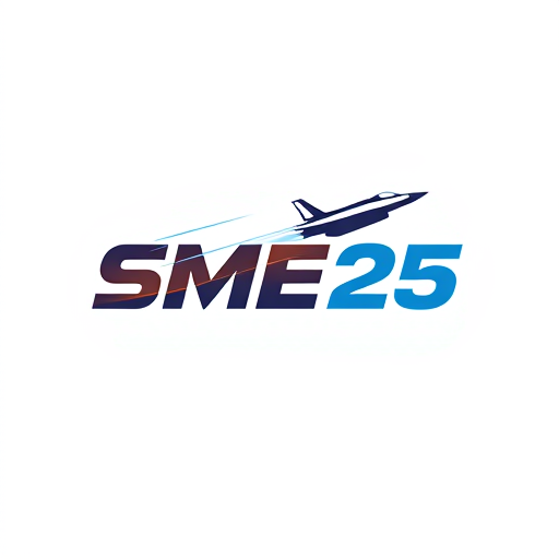 AI Design for a bold logo with the text "SME 25" but add a text that says "GO" in the back of "25", bold text, add a jet fighter plane maneuvering near the logo and leaving a smoke trail