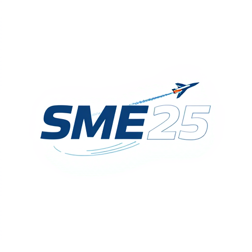 AI Design for logo with text "SME 25" but add a text that says "GO" in the back of "25", bold text, add a jet plane maneuvering near the logo and leaves a smoke trail