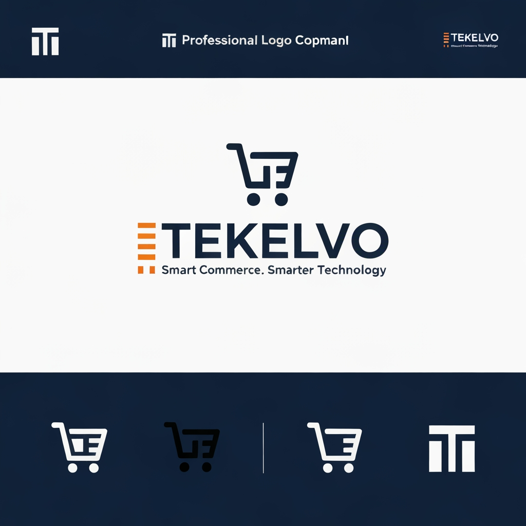AI Design for Professional Logo Design Prompt — TEKELVO
Create a premium, professional, corporate logo for TEKELVO, a modern company focused primarily on e-commerce, with future expansion into technology, digital solutions, software, AI, and innovative online services.
Design a distinctive and sophisticated brand symbol that represents the intersection of Commerce + Technology + Innovation.
The symbol should subtly incorporate the letter “T” using clean geometric construction, negative space, digital elements, or an abstract commerce concept. Avoid using an obvious or generic shopping-cart icon. The symbol should be unique enough to become a recognizable standalone brand mark.
Brand Personality
Professional
Trustworthy
Innovative
Modern
Intelligent
Reliable
Technology-driven
Future-ready
Color Palette
Primary: Deep Navy Blue #0B1F3A
Secondary: Professional Blue #1769AA
Accent: Vibrant Orange #F97316
Background: White / very light neutral
Use the orange accent sparingly to create a premium visual highlight rather than making the logo look overly colorful.
Typography
Use a premium geometric sans-serif typeface with strong proportions and excellent readability.
The wordmark should display:
TEKELVO
Use clean, balanced letter spacing and a sophisticated corporate appearance.
Tagline
Smart Commerce. Smarter Technology.
Logo Variations
Create a complete professional logo system:
Primary icon + TEKELVO wordmark
Horizontal corporate logo
Standalone “T” brand symbol
Mobile app icon
Website favicon
Monochrome black version
White/reversed version for dark backgrounds
The logo must remain recognizable and visually strong at both small digital sizes and large print sizes.
Visual Style
Use minimal geometric forms, precise proportions, balanced negative space, subtle technological references, and clean vector-style construction.
The final design should look suitable for a serious technology/e-commerce company, not a small online shop.
Avoid:
Generic shopping-cart symbols
Excessive gradients
3D effects
Clip-art
Overly complex illustrations
Excessive colors
Cartoon styling
Unnecessary decorative elements
The final result should feel comparable to a modern global technology brand: simple, distinctive, scalable, memorable, and professional.