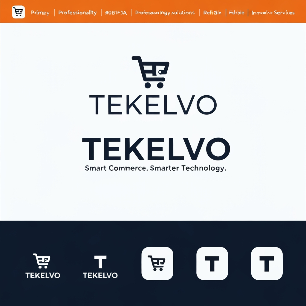 AI Design for Professional Logo Design Prompt — TEKELVO
Create a premium, professional, corporate logo for TEKELVO, a modern company focused primarily on e-commerce, with future expansion into technology, digital solutions, software, AI, and innovative online services.
Design a distinctive and sophisticated brand symbol that represents the intersection of Commerce + Technology + Innovation.
The symbol should subtly incorporate the letter “T” using clean geometric construction, negative space, digital elements, or an abstract commerce concept. Avoid using an obvious or generic shopping-cart icon. The symbol should be unique enough to become a recognizable standalone brand mark.
Brand Personality
Professional
Trustworthy
Innovative
Modern
Intelligent
Reliable
Technology-driven
Future-ready
Color Palette
Primary: Deep Navy Blue #0B1F3A
Secondary: Professional Blue #1769AA
Accent: Vibrant Orange #F97316
Background: White / very light neutral
Use the orange accent sparingly to create a premium visual highlight rather than making the logo look overly colorful.
Typography
Use a premium geometric sans-serif typeface with strong proportions and excellent readability.
The wordmark should display:
TEKELVO
Use clean, balanced letter spacing and a sophisticated corporate appearance.
Tagline
Smart Commerce. Smarter Technology.
Logo Variations
Create a complete professional logo system:
Primary icon + TEKELVO wordmark
Horizontal corporate logo
Standalone “T” brand symbol
Mobile app icon
Website favicon
Monochrome black version
White/reversed version for dark backgrounds
The logo must remain recognizable and visually strong at both small digital sizes and large print sizes.
Visual Style
Use minimal geometric forms, precise proportions, balanced negative space, subtle technological references, and clean vector-style construction.
The final design should look suitable for a serious technology/e-commerce company, not a small online shop.
Avoid:
Generic shopping-cart symbols
Excessive gradients
3D effects
Clip-art
Overly complex illustrations
Excessive colors
Cartoon styling
Unnecessary decorative elements
The final result should feel comparable to a modern global technology brand: simple, distinctive, scalable, memorable, and professional.