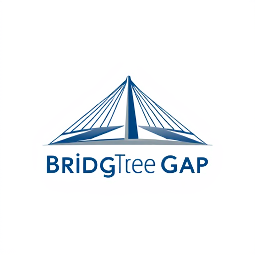 AI Design for Bridge The GapSymbol: symbolizing strength, growth, and high aspirations.Colors: Dark blue and silver (professional and reliable).White background