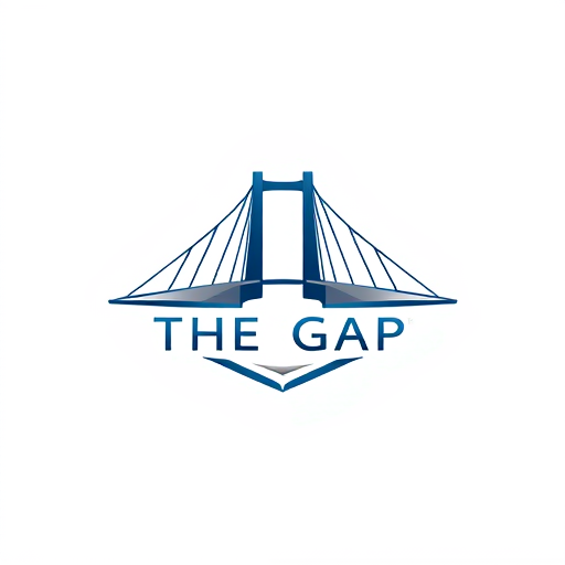 AI Design for Bridge The GapSymbol: symbolizing strength, growth, and high aspirations.Colors: Dark blue and silver (professional and reliable).White background