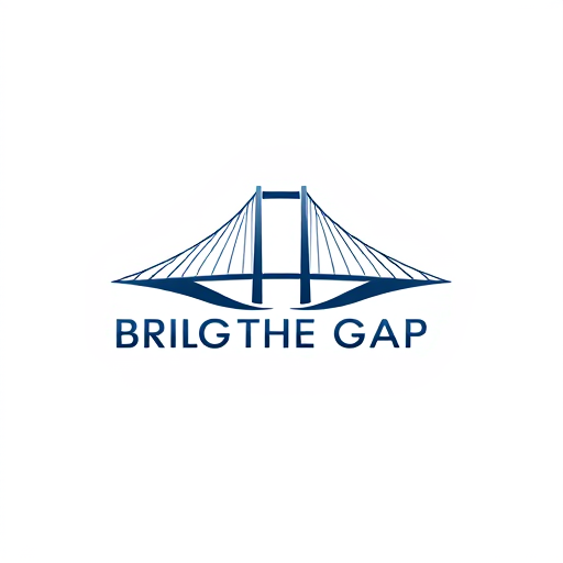 AI Design for Bridge The GapSymbol: symbolizing strength, growth, and high aspirations.Colors: Dark blue and silver (professional and reliable).White background