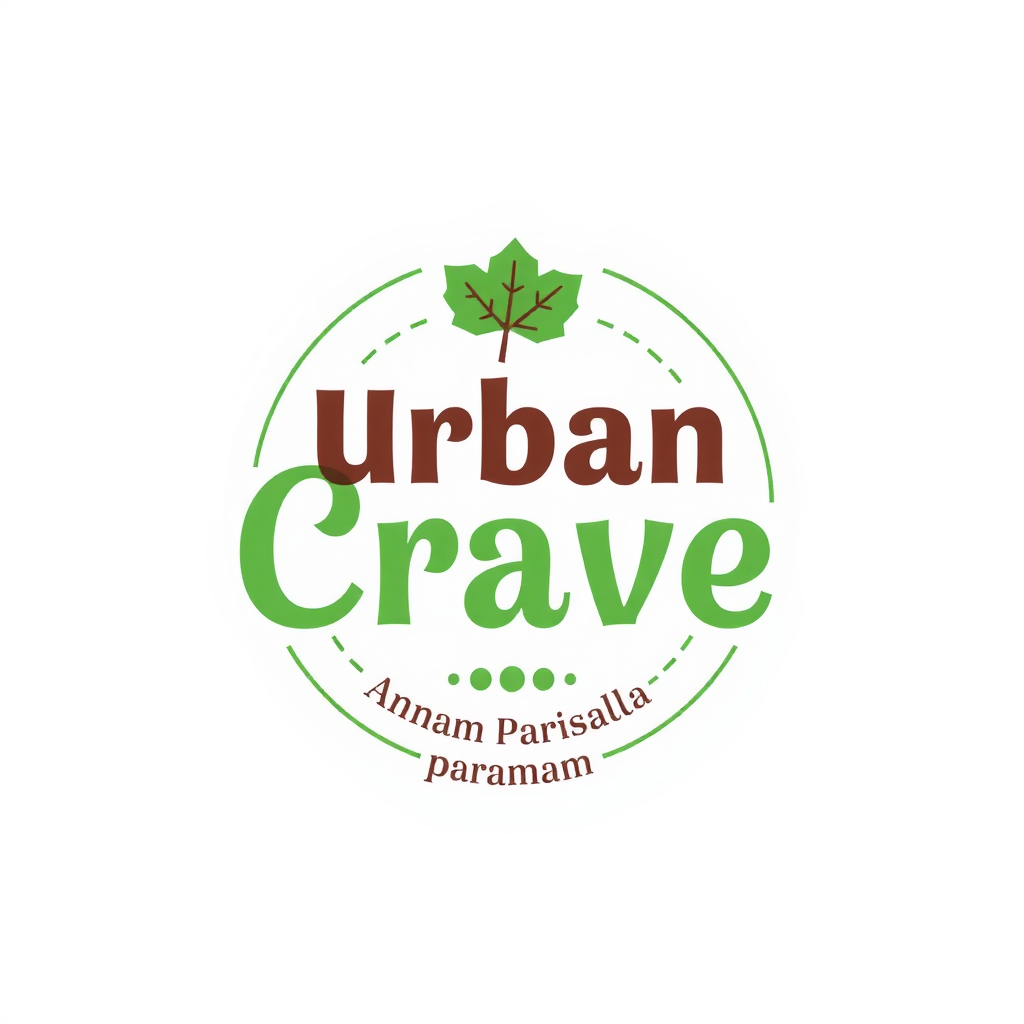 design a logo for the name Urban Crave , its a food kiosk use serif fonts with luxury colours like bage and green with minimal design and attach a slogan says Annam Parisalla paramam