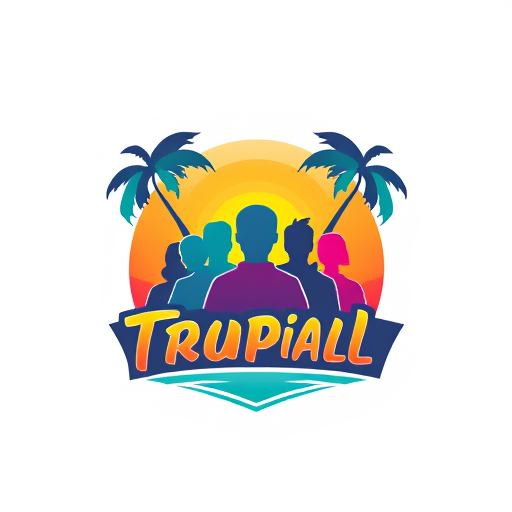 AI Design for A logo that has colorful tropical vibes with group of people