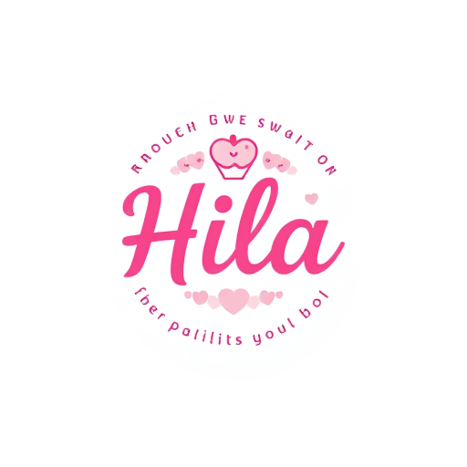 AI Design for A sweet brand called Hila with a short sentence about sweets around the logo