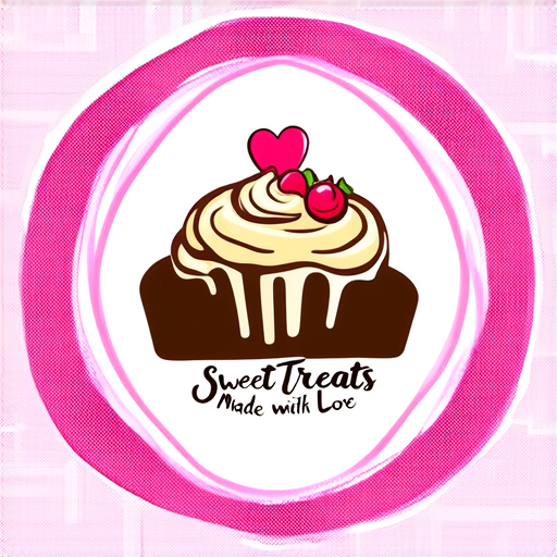 AI Design for a sweet brand called hila with Sweet Treats Made With Love this sentece around the logo