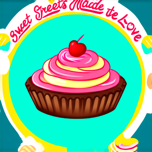 AI Design for a sweet logo with Sweet Treats Made With Love aroun the logo