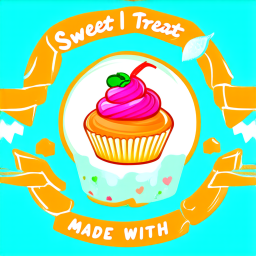 AI Design for a homemade sweet brand with this sentence around the logo Sweet Treats Made With Love