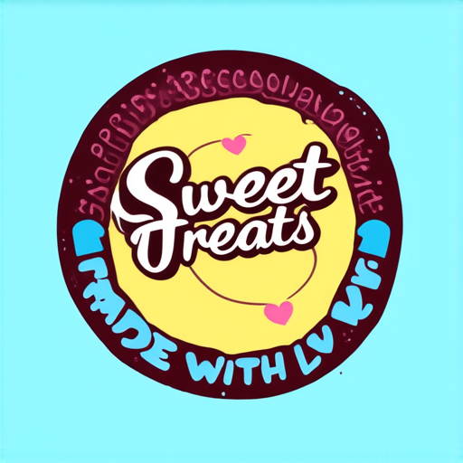 AI Design for a homemade sweet brand with this sentence around the logo Sweet Treats Made With Love