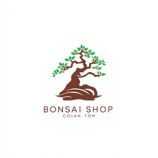 AI Design for simple minimalistic bonsai shop logo コm