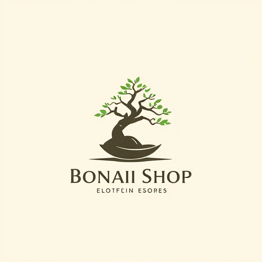 AI Design for simple minimalistic bonsai shop logo combine logo from bonsa scissor with the bonsai