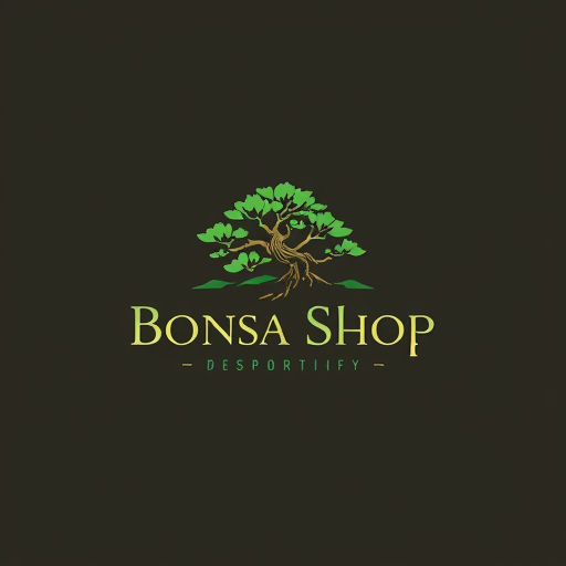 AI Design for simple minimalistic bonsai shop logo combine logo from bonsa scissor with the bonsai