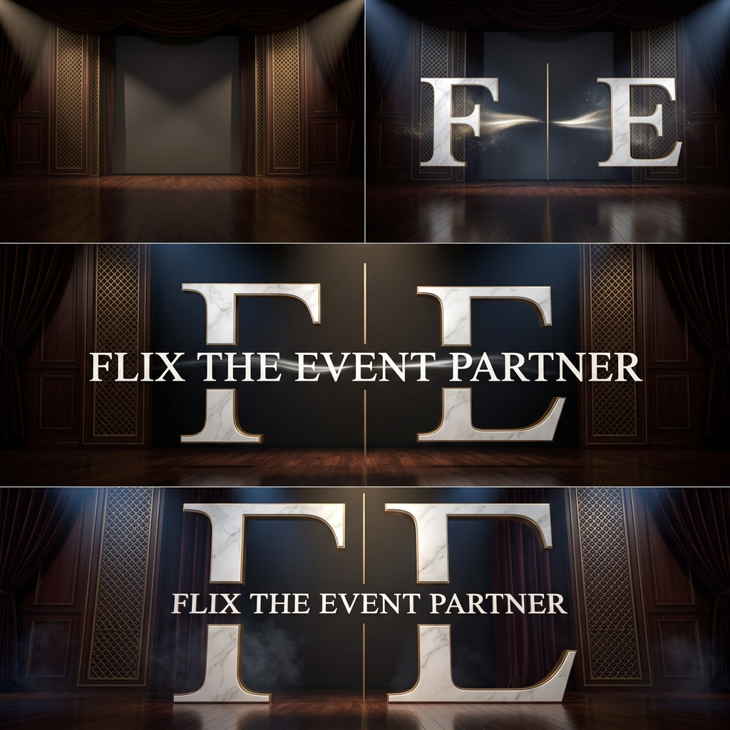 AI Design for i want to animate this logo of our stage decor brand flix- the event partner